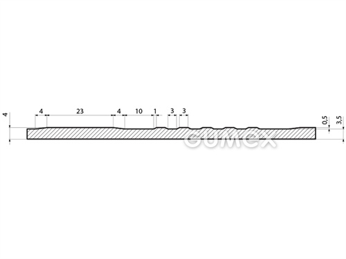 D70 A601 G, 4mm, Breite 1200mm, Spannung 50kV, 70°ShA, Hammermuster, NR-SBR, -20°C/+70°C, grau, 
